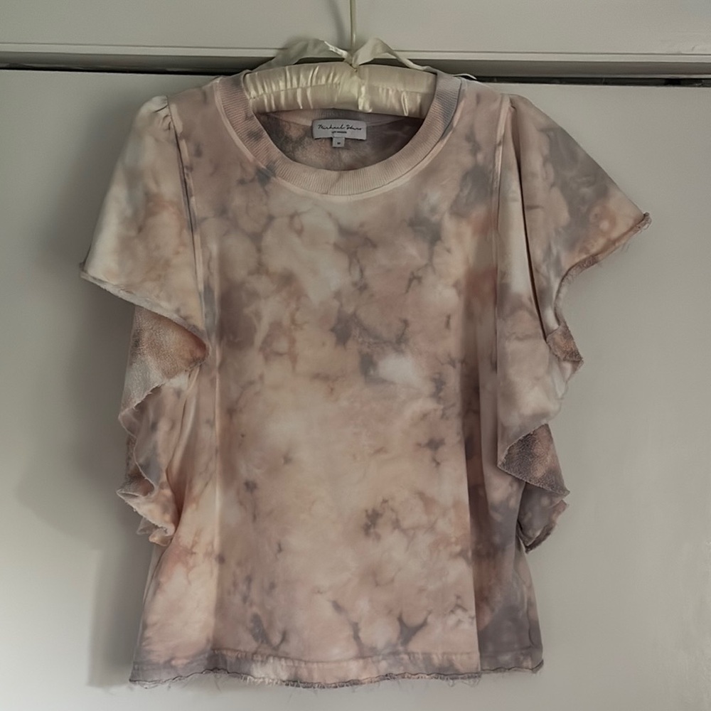 Michael Star Tie-Dye Ruffle Sleeve Top